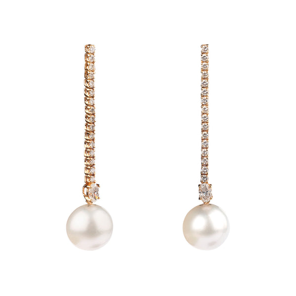 Pendientes de Oro con Perlas y Diamantes Blancos