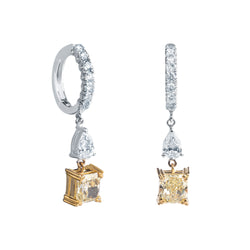 Pendientes de Oro con Diamantes Fancy y Diamantes Blancos