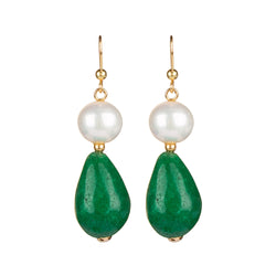 Pendientes de oro amarillo con perlas y esmeraldas - MAMUT JEWELS